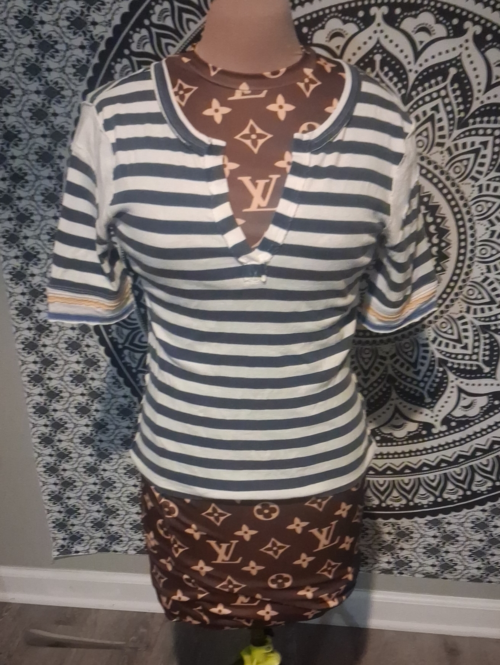 We the Free Striped Short Sleeve Top in Blue & White